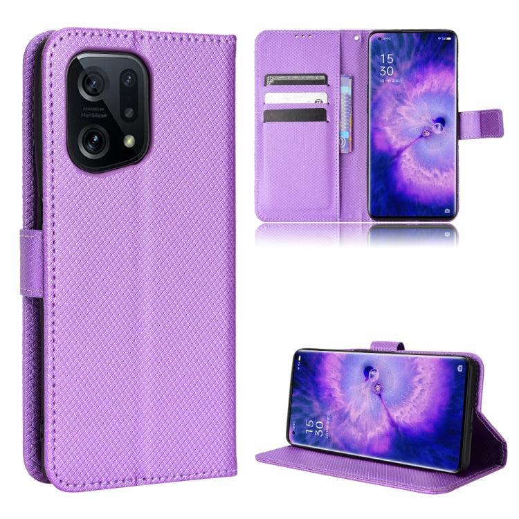 For OPPO Find X5 Diamond Texture Leather Phone Case