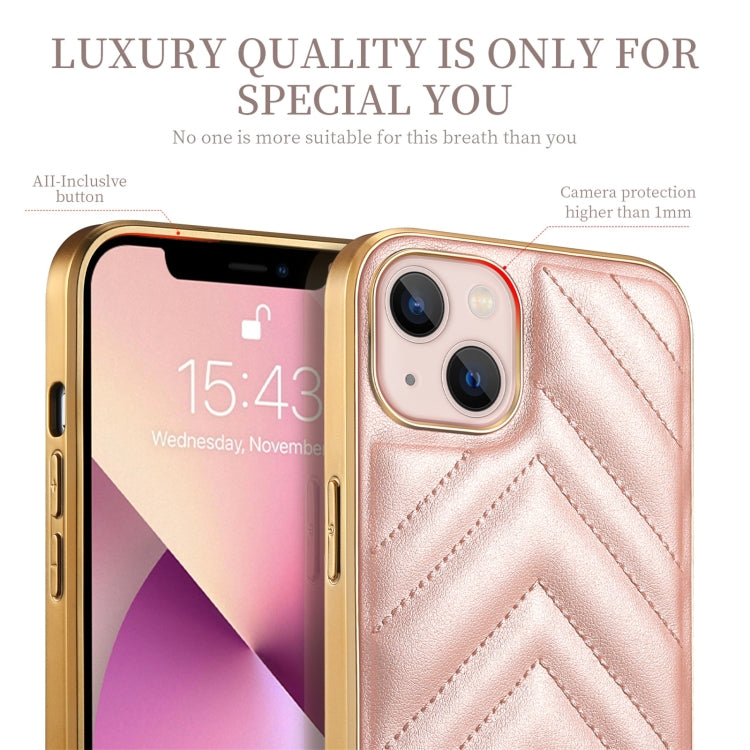For iPhone 13 D-03 PU Leather + TPU + PC + Electroplated Phone Case