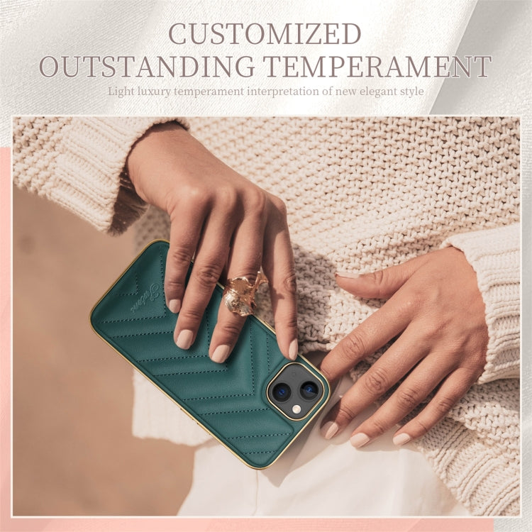 For iPhone 13 D-03 PU Leather + TPU + PC + Electroplated Phone Case