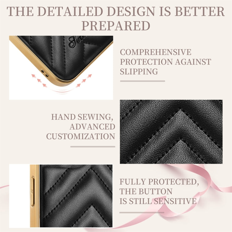 For iPhone 13 Pro D-03 PU Leather + TPU + PC + Electroplated Phone Case