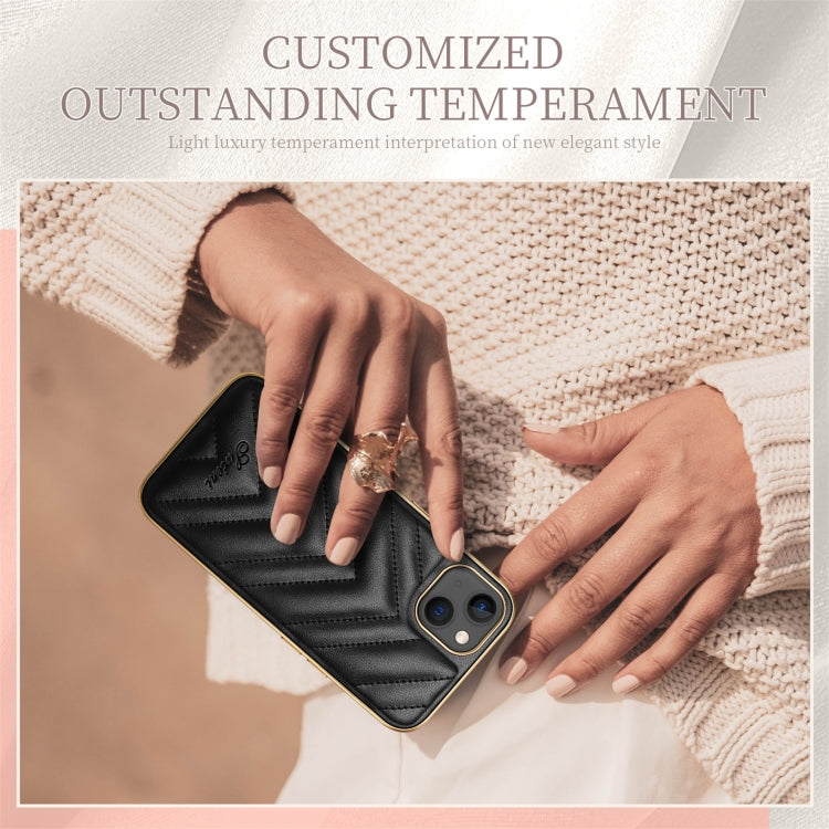 For iPhone 13 Pro D-03 PU Leather + TPU + PC + Electroplated Phone Case