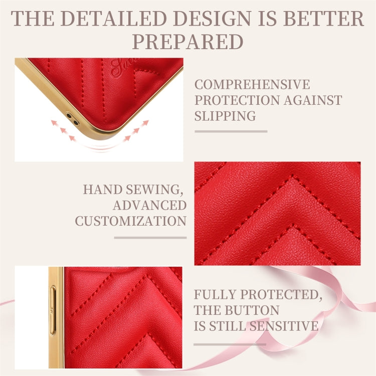 For iPhone 13 Pro D-03 PU Leather + TPU + PC + Electroplated Phone Case