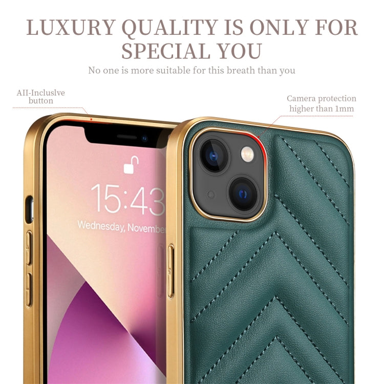 For iPhone 13 Pro D-03 PU Leather + TPU + PC + Electroplated Phone Case