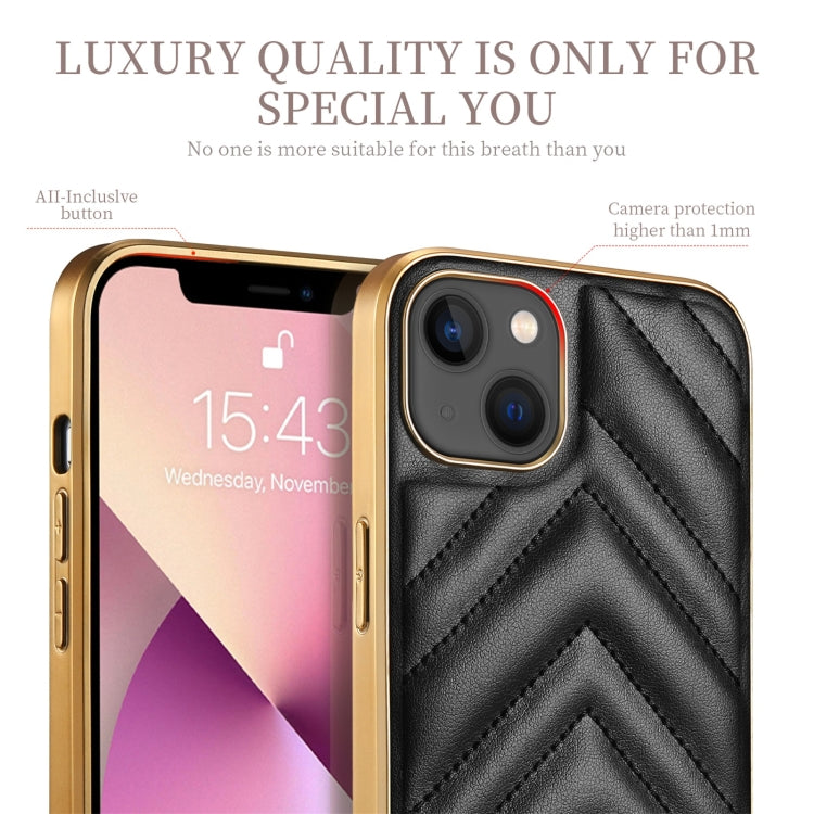 For iPhone 13 Pro Max D-03 PU Leather + TPU + PC + Electroplated Phone Case