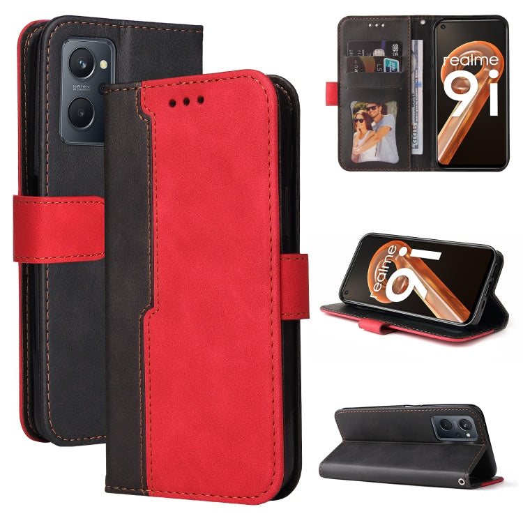 For OPPO Realme 9i/A36 4G/A76 4G Overseas Version Stitching-Color PU Leather Phone Case