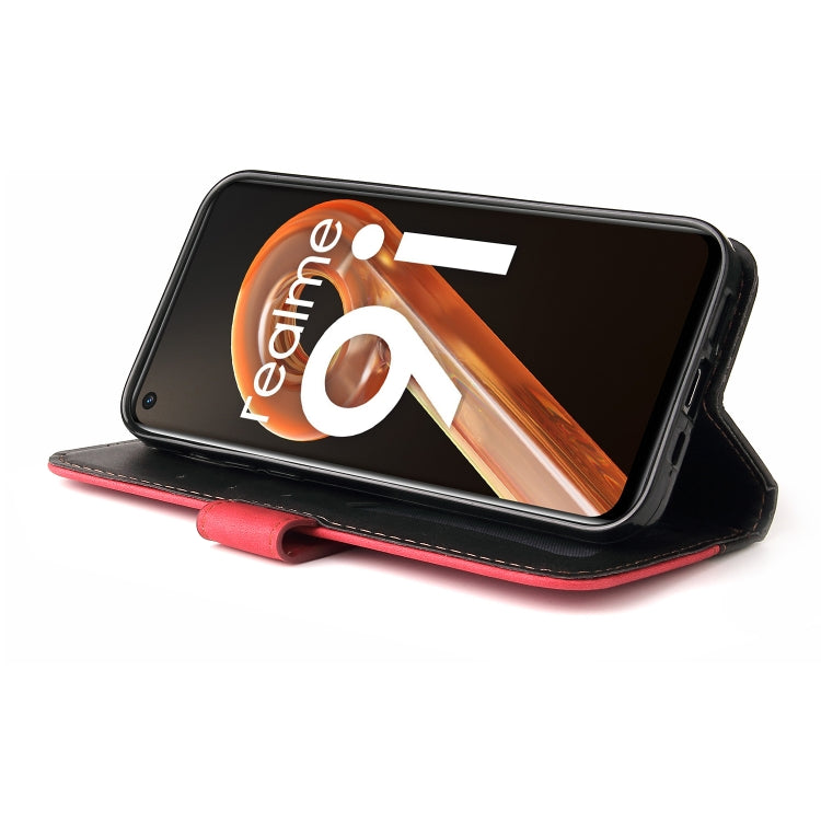 For OPPO Realme 9i/A36 4G/A76 4G Overseas Version Stitching-Color PU Leather Phone Case