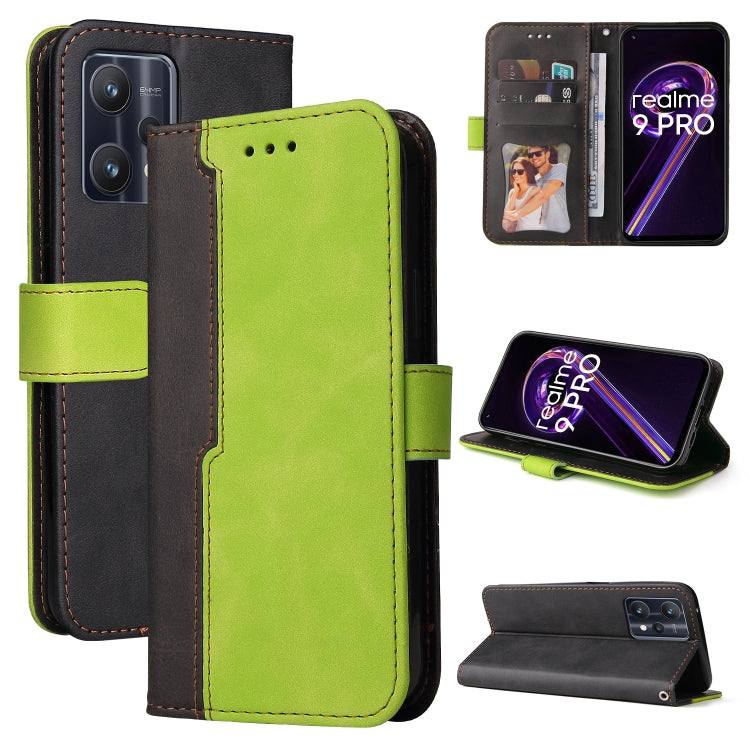 For OPPO Realme 9 Pro / V25 Stitching-Color PU Leather Phone Case