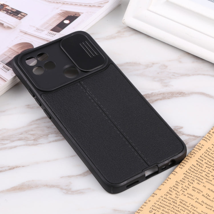 For OPPO A15 / A15s Litchi Texture Sliding Camshield TPU Phone Case
