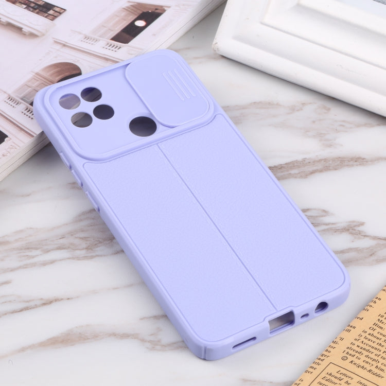 For OPPO A15 / A15s Litchi Texture Sliding Camshield TPU Phone Case