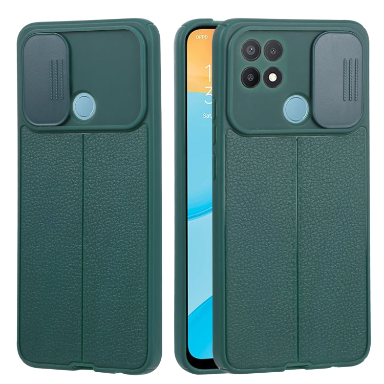 For OPPO A15 / A15s Litchi Texture Sliding Camshield TPU Phone Case