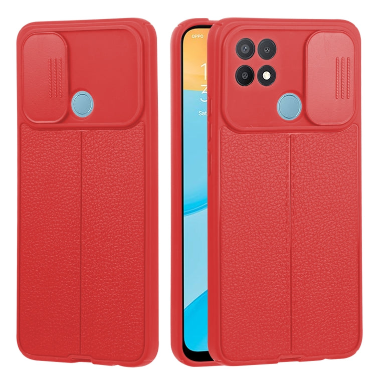 For OPPO A15 / A15s Litchi Texture Sliding Camshield TPU Phone Case