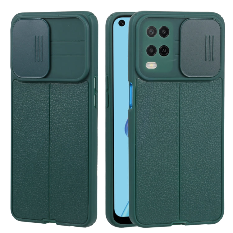 For OPPO A54 4G Litchi Texture Sliding Camshield TPU Phone Case