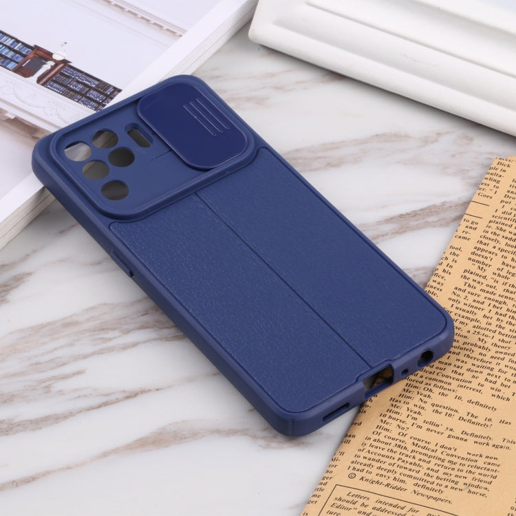 For OPPO A94 4G / Reno5 F / Reno5 Lite / F19 Litchi Texture Sliding Camshield TPU Phone Case