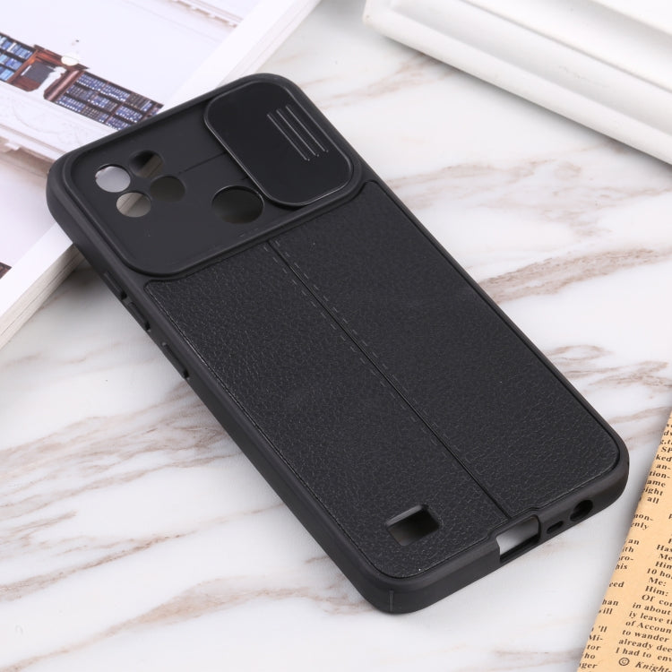 For OPPO Realme C21 Litchi Texture Sliding Camshield TPU Phone Case