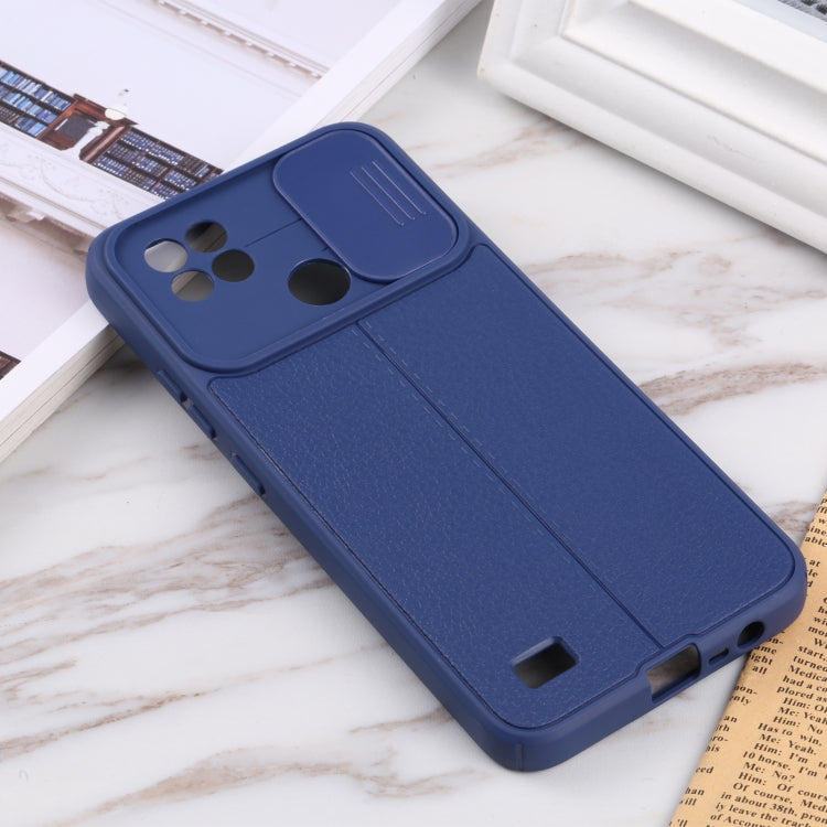 For OPPO Realme C21 Litchi Texture Sliding Camshield TPU Phone Case