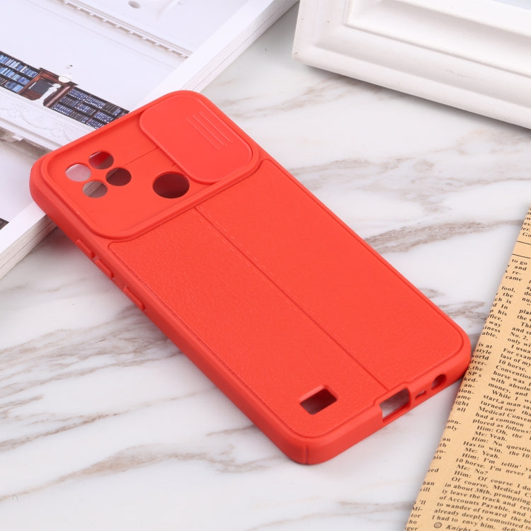 For OPPO Realme C21 Litchi Texture Sliding Camshield TPU Phone Case