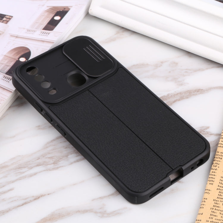 For vivo Y17 Litchi Texture Sliding Camshield TPU Phone Case