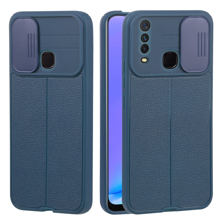 For vivo Y17 Litchi Texture Sliding Camshield TPU Phone Case
