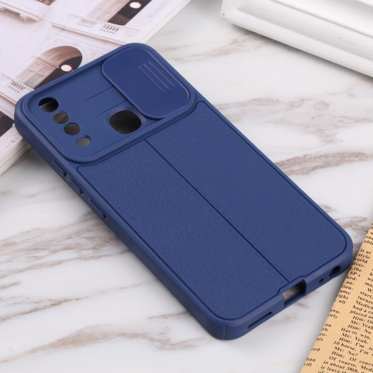 For vivo Y17 Litchi Texture Sliding Camshield TPU Phone Case