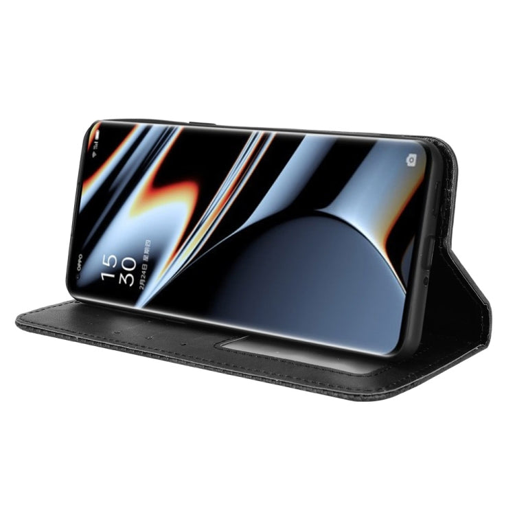 For OPPO Find X5 Pro Magnetic Buckle Retro Texture Leather Phone Case