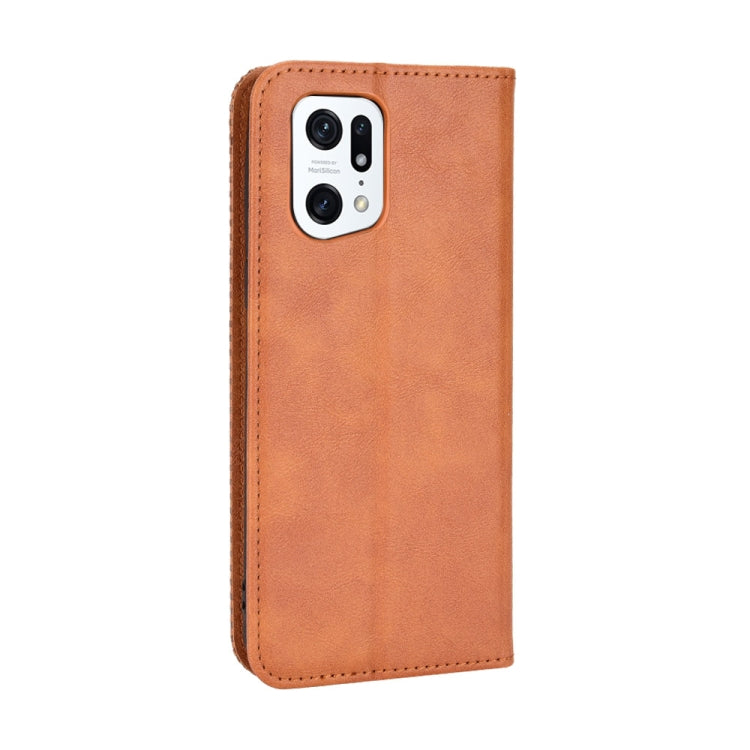 For OPPO Find X5 Pro Magnetic Buckle Retro Texture Leather Phone Case