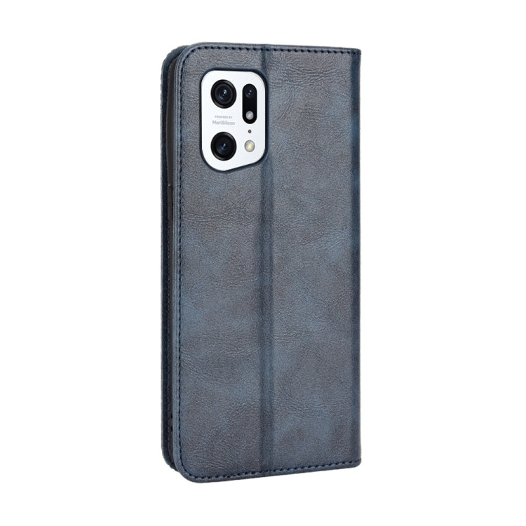 For OPPO Find X5 Pro Magnetic Buckle Retro Texture Leather Phone Case