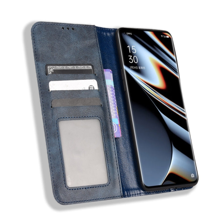 For OPPO Find X5 Pro Magnetic Buckle Retro Texture Leather Phone Case