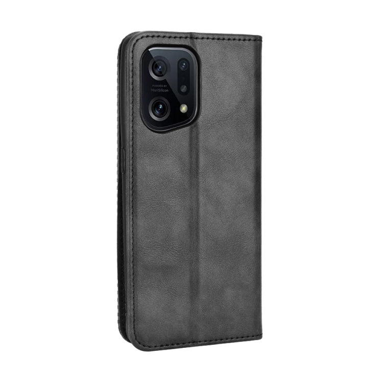 For OPPO Find X5 Magnetic Buckle Retro Texture Leather Phone Case