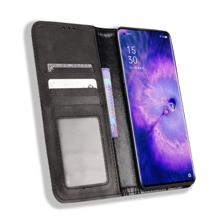 For OPPO Find X5 Magnetic Buckle Retro Texture Leather Phone Case