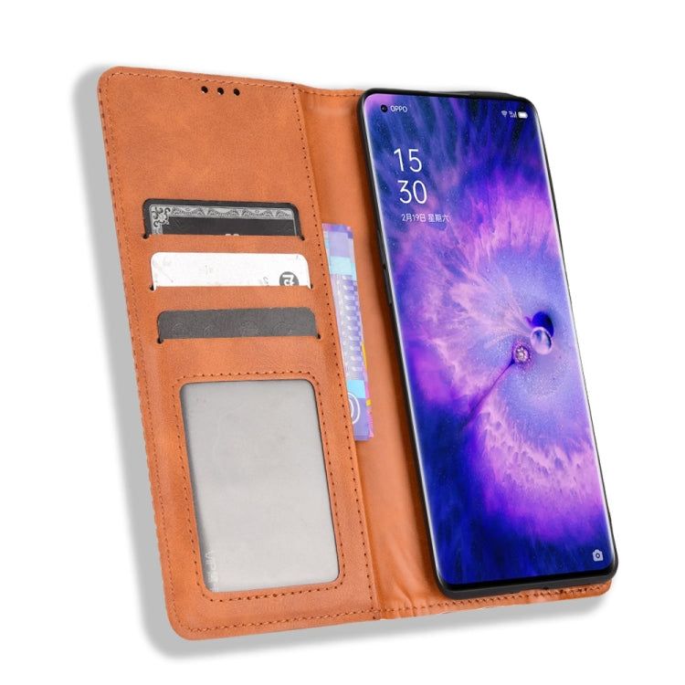 For OPPO Find X5 Magnetic Buckle Retro Texture Leather Phone Case