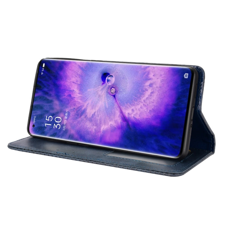 For OPPO Find X5 Magnetic Buckle Retro Texture Leather Phone Case