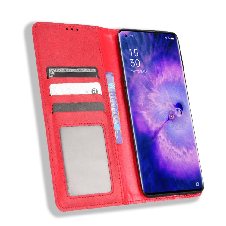For OPPO Find X5 Magnetic Buckle Retro Texture Leather Phone Case