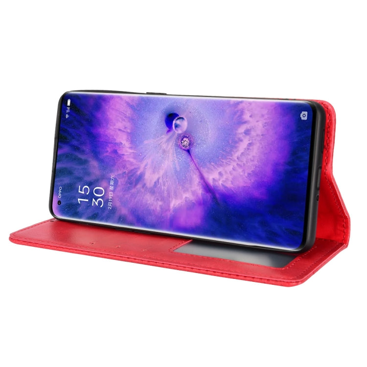 For OPPO Find X5 Magnetic Buckle Retro Texture Leather Phone Case