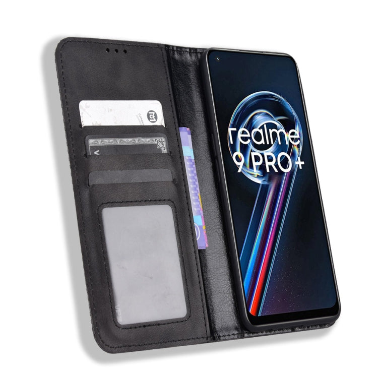 For OPPO Realme 9 Pro+ Magnetic Buckle Retro Texture Leather Phone Case