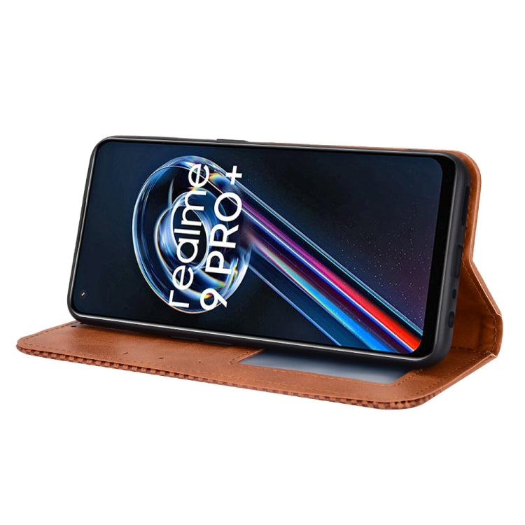 For OPPO Realme 9 Pro+ Magnetic Buckle Retro Texture Leather Phone Case