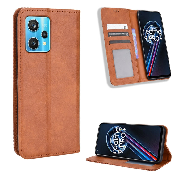 For OPPO Realme 9 Pro Magnetic Buckle Retro Texture Leather Phone Case