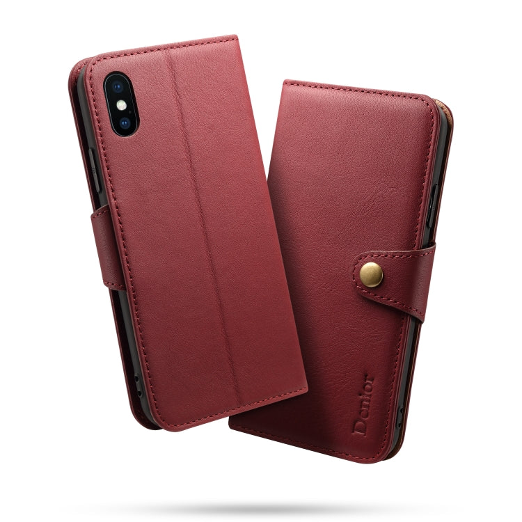 For iPhone X / XS Denior V2 Luxury Car Cowhide Horizontal Flip Leather Case with Wallet
