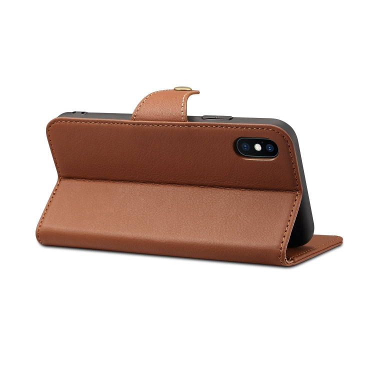 For iPhone X / XS Denior V2 Luxury Car Cowhide Horizontal Flip Leather Case with Wallet