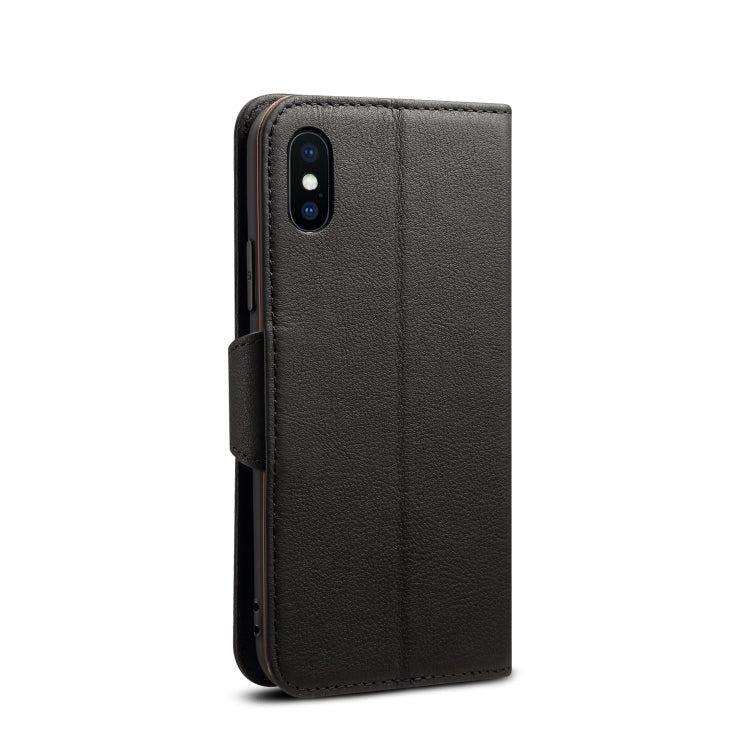 For iPhone XS Max Denior V2 Luxury Car Cowhide Horizontal Flip Leather Case with Wallet