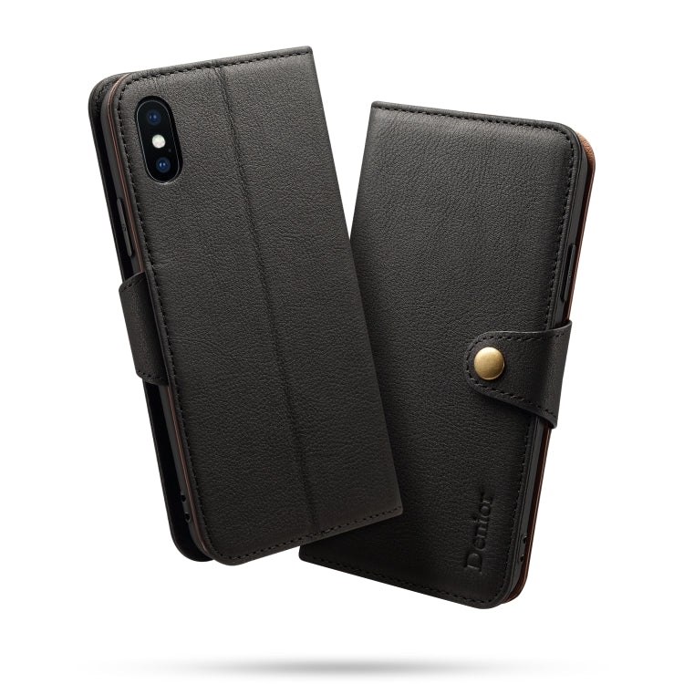 For iPhone XS Max Denior V2 Luxury Car Cowhide Horizontal Flip Leather Case with Wallet