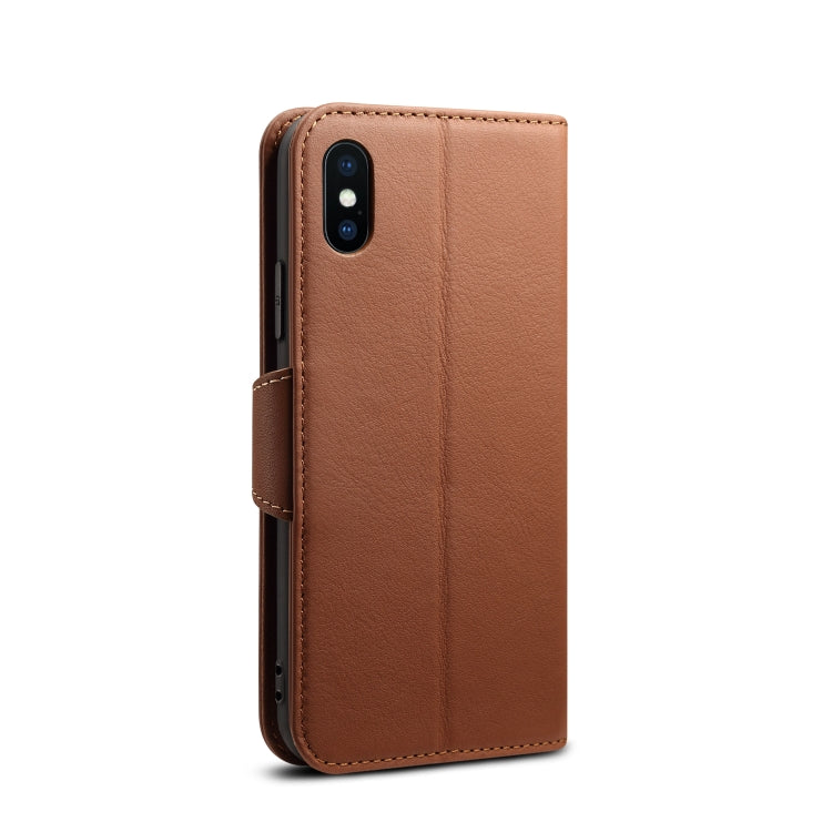 For iPhone XS Max Denior V2 Luxury Car Cowhide Horizontal Flip Leather Case with Wallet
