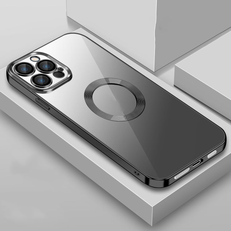 For iPhone 12 Pro Max 9D Electroplated Edge Lens Film Clear PC + TPU Shockproof Case