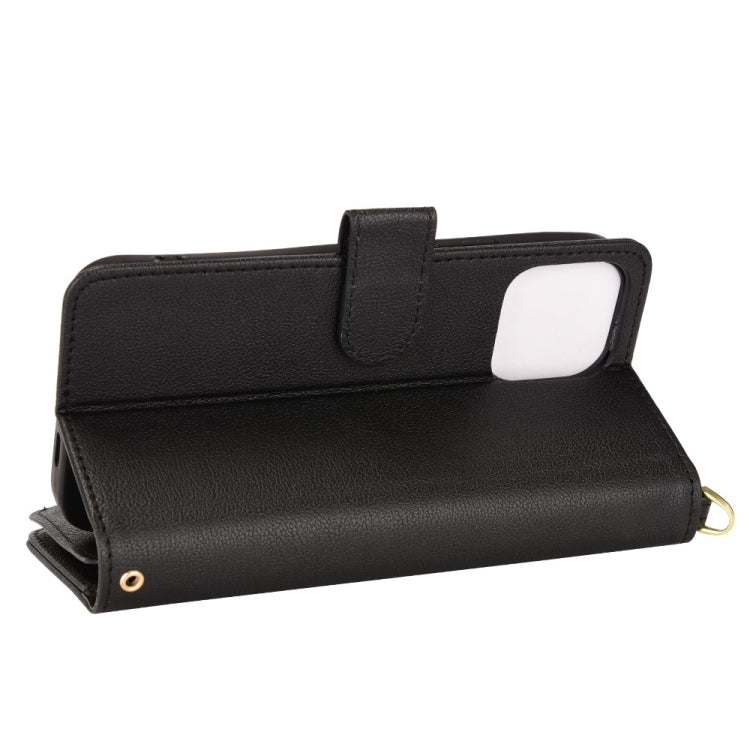 For iPhone 13 Pro Max Litchi Texture Zipper Leather Phone Case