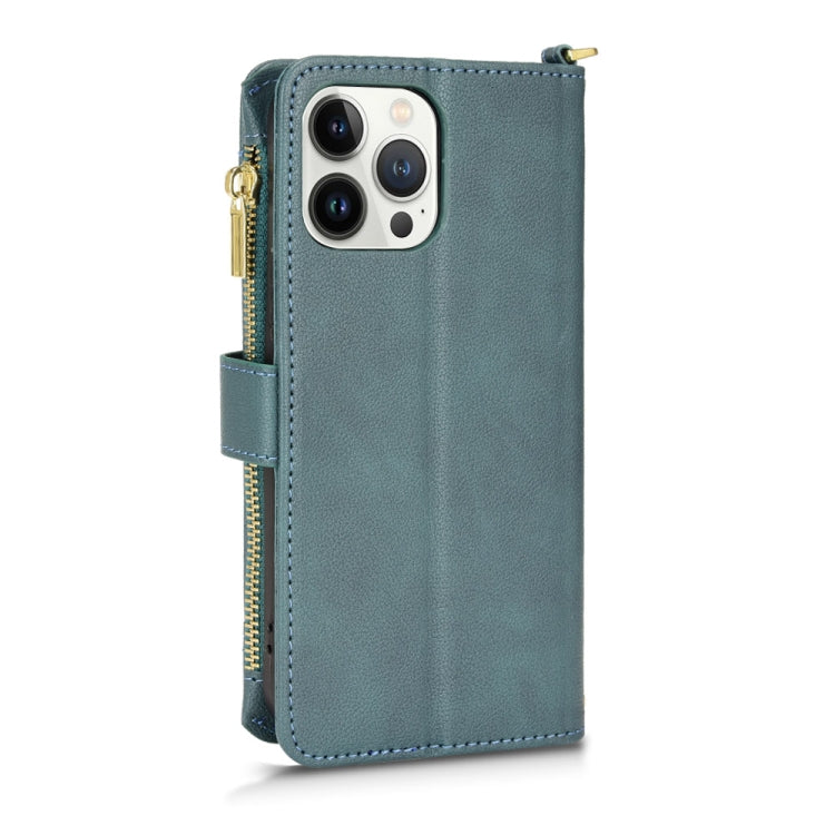 For iPhone 13 Pro Max Litchi Texture Zipper Leather Phone Case