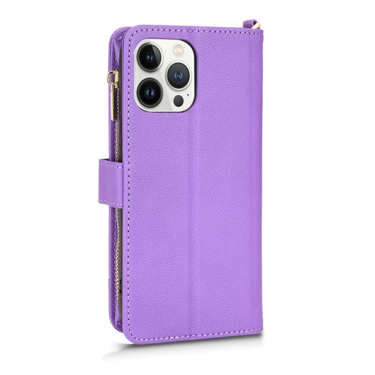 For iPhone 13 Pro Max Litchi Texture Zipper Leather Phone Case