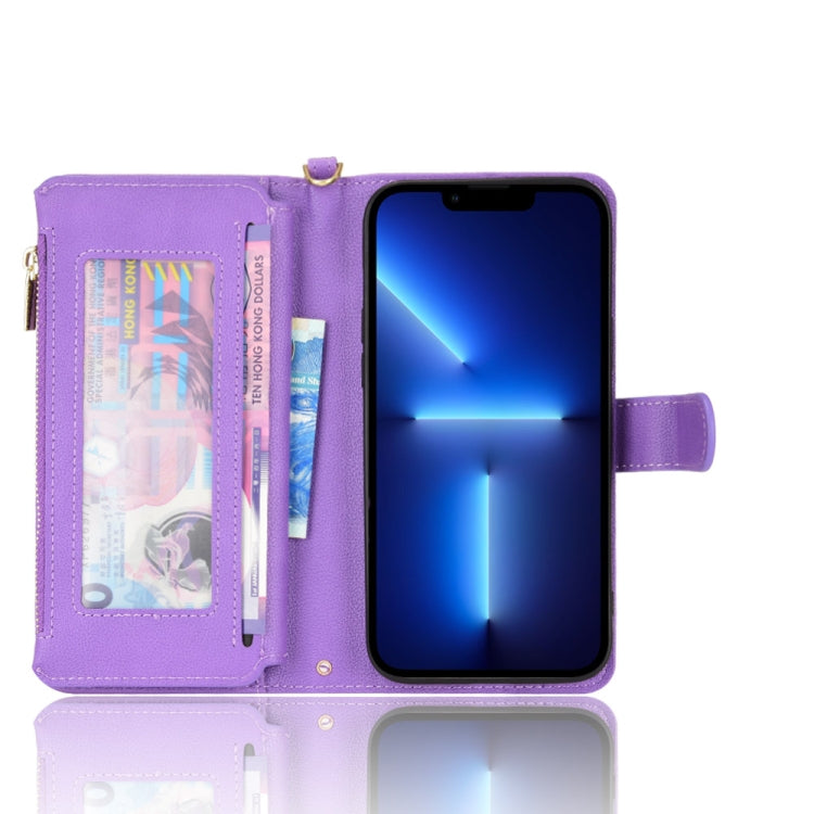 For iPhone 13 Pro Max Litchi Texture Zipper Leather Phone Case