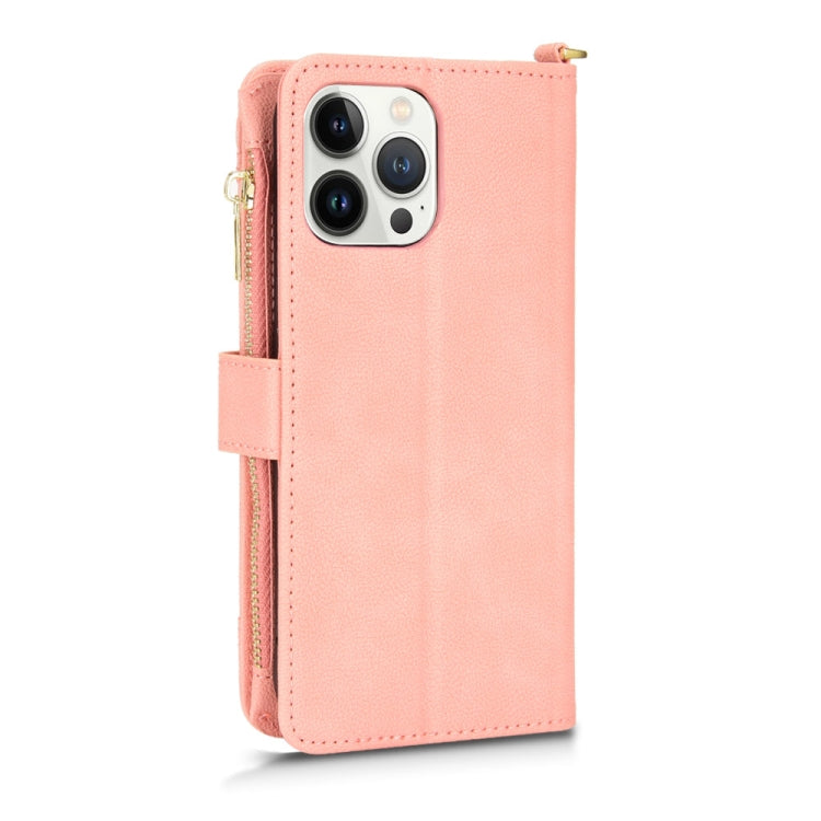 For iPhone 13 Pro Max Litchi Texture Zipper Leather Phone Case