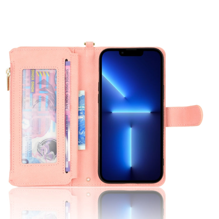 For iPhone 13 Pro Max Litchi Texture Zipper Leather Phone Case