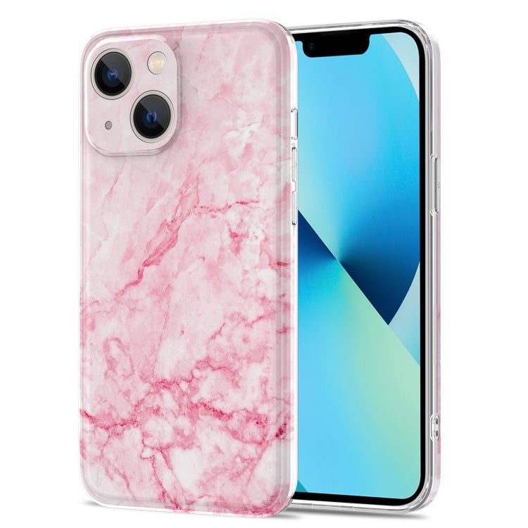 For iPhone 13 Glossy Marble Stripe Straight Edge Case