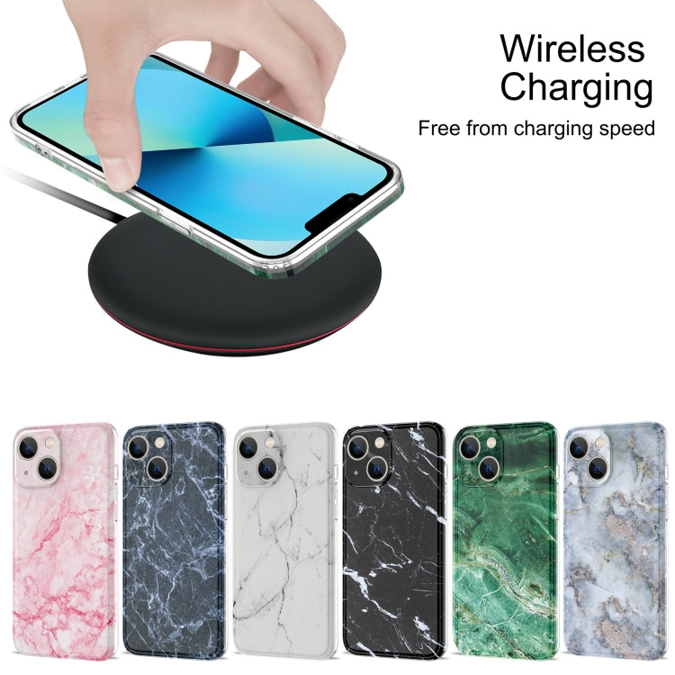 For iPhone 13 Glossy Marble Stripe Straight Edge Case